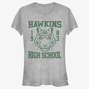 Queens Netflix Stranger Things - Hawkins High Tiger 1983 Women's T-Shirt Heather Grey