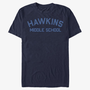 Queens Netflix Stranger Things - Hawkins Mid School Men's T-Shirt Navy Blue