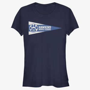 Queens Netflix Stranger Things - Hawkins Pennant Flag Women's T-Shirt Navy Blue
