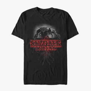 Queens Netflix Stranger Things - Logo Demo Glow Unisex T-Shirt Black