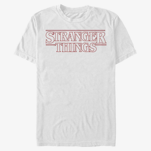 Queens Netflix Stranger Things - Stranger Red Outline Logo Men's T-Shirt White