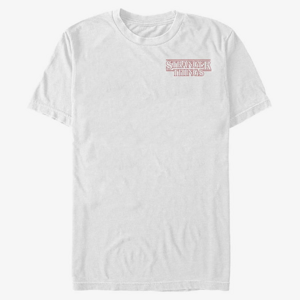 Queens Netflix Stranger Things - Stranger Red Outline Pocket Men's T-Shirt White