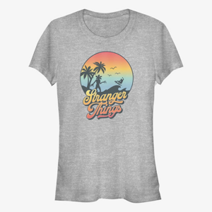 Queens Netflix Stranger Things - Stranger Retro Sun Women's T-Shirt Heather Grey