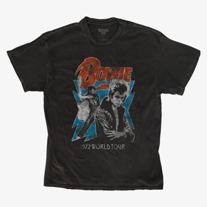 Queens Revival Tee - David Bowie 1972 World Tour Unisex T-Shirt Black