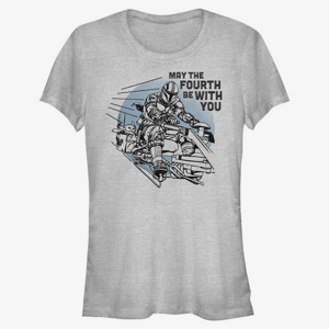 Queens Star Wars: Mandalorian - We Mobbin Women's T-Shirt Heather Grey