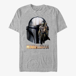 Queens Star Wars: The Mandalorian - Mando Head Unisex T-Shirt Heather Grey