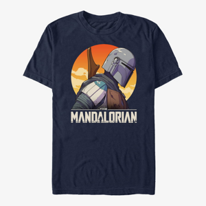 Queens Star Wars: The Mandalorian - Mando Sunset Sil Unisex T-Shirt Navy Blue