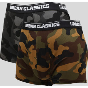 Urban Classics 2-Pack Camo Boxer Shorts camo zelené / camo šedé / čierne