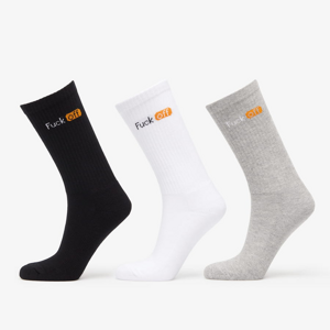 Ponožky Urban Classics Fuck Off Socks 3-Pack White Light Grey