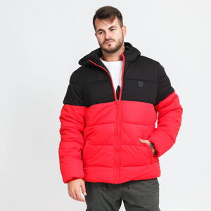 Pánska zimná bunda Urban Classics Hooded 2-Tone Puffer Jacket červená / čierna