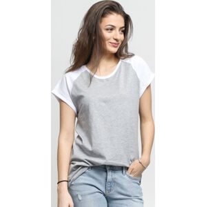 Dámske tričko Urban Classics Ladies Contrast Raglan Tee melange šedé / biele