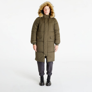 Dámska zimná bunda Urban Classics Ladies Oversize Faux Fur Puffer Coat Darkolive/ Beige