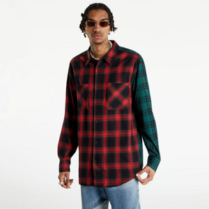 Pánska košeľa Urban Classics Oversized Mix Check Shirt červená / čierna