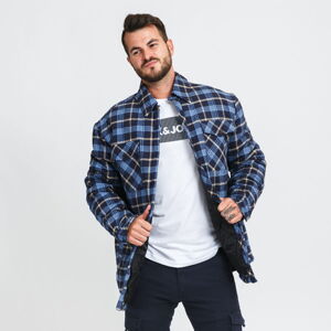Jesenná bunda Urban Classics Plaid Quilted Shirt Jacket navy / modrá / béžová