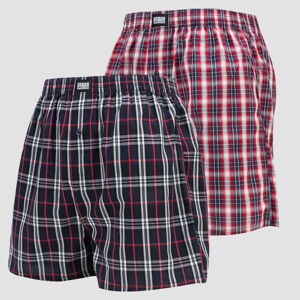 Urban Classics Woven Plaid Boxer Shorts 2-Pack navy / červené / biele